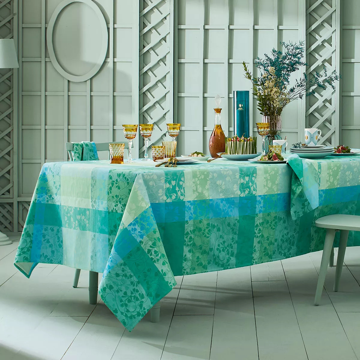 Nappe Mille feuillages turquoise - Printemps - Eté 2025